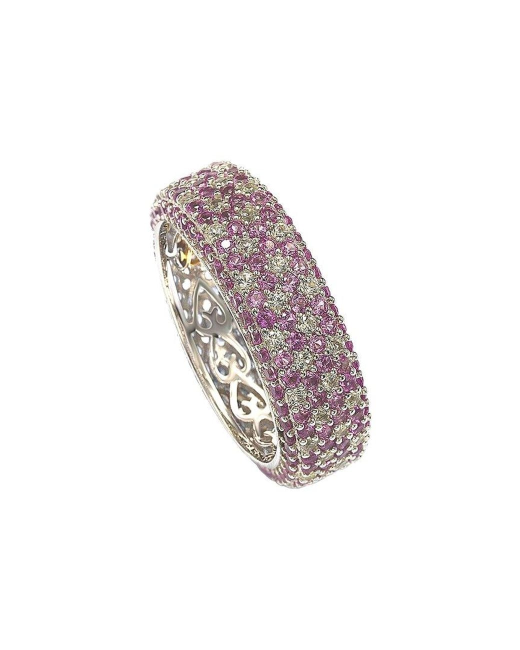 Suzy Levian Gray Silver Diamond & Sapphire Eternity Ring