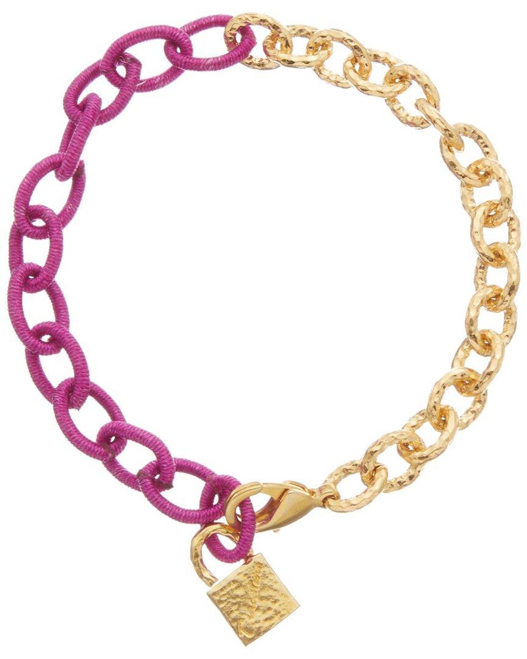 Juvell Pink 18k Plated Silk Link Bracelet
