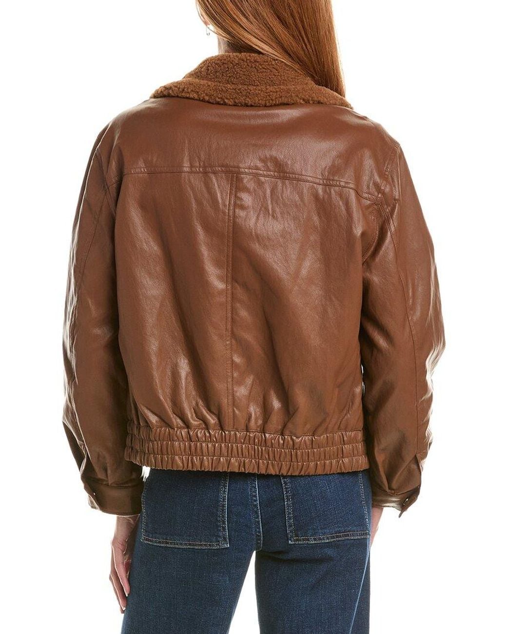 Sam Edelman Brown Glazed Stand Collar Bomber Jacket