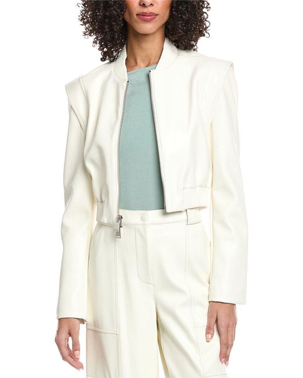 Jonathan Simkhai White Doreen Vegan Leather Bomber Jacket