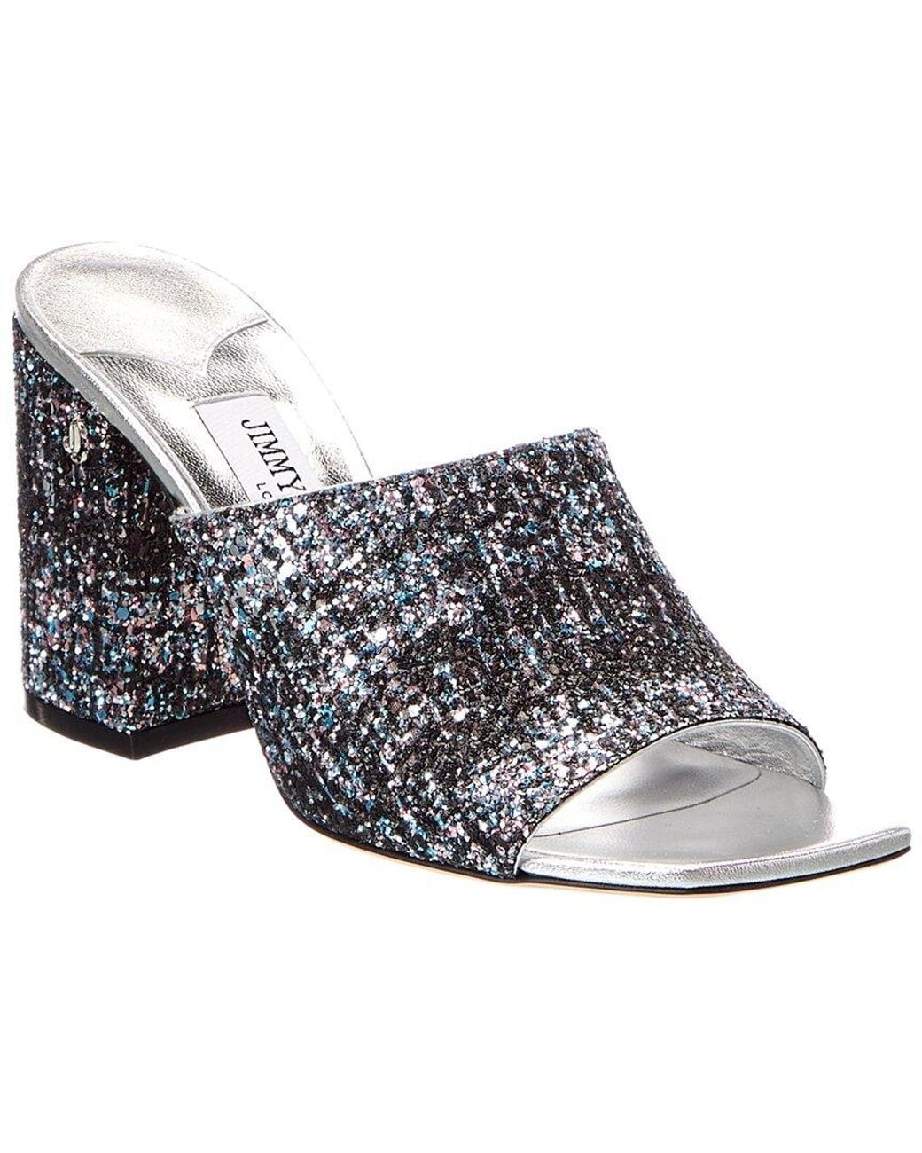 Jimmy Choo Gray Skylah 85 Glitter Sandal