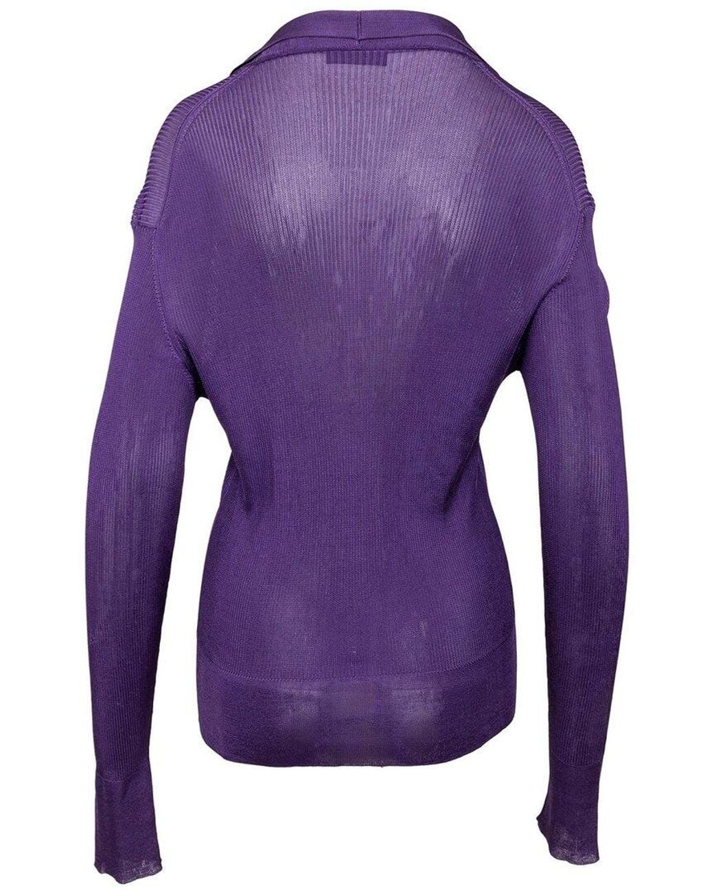 Prada Purple Silk Ribbed Top, Size Eu; (Authentic Pre-Loved)