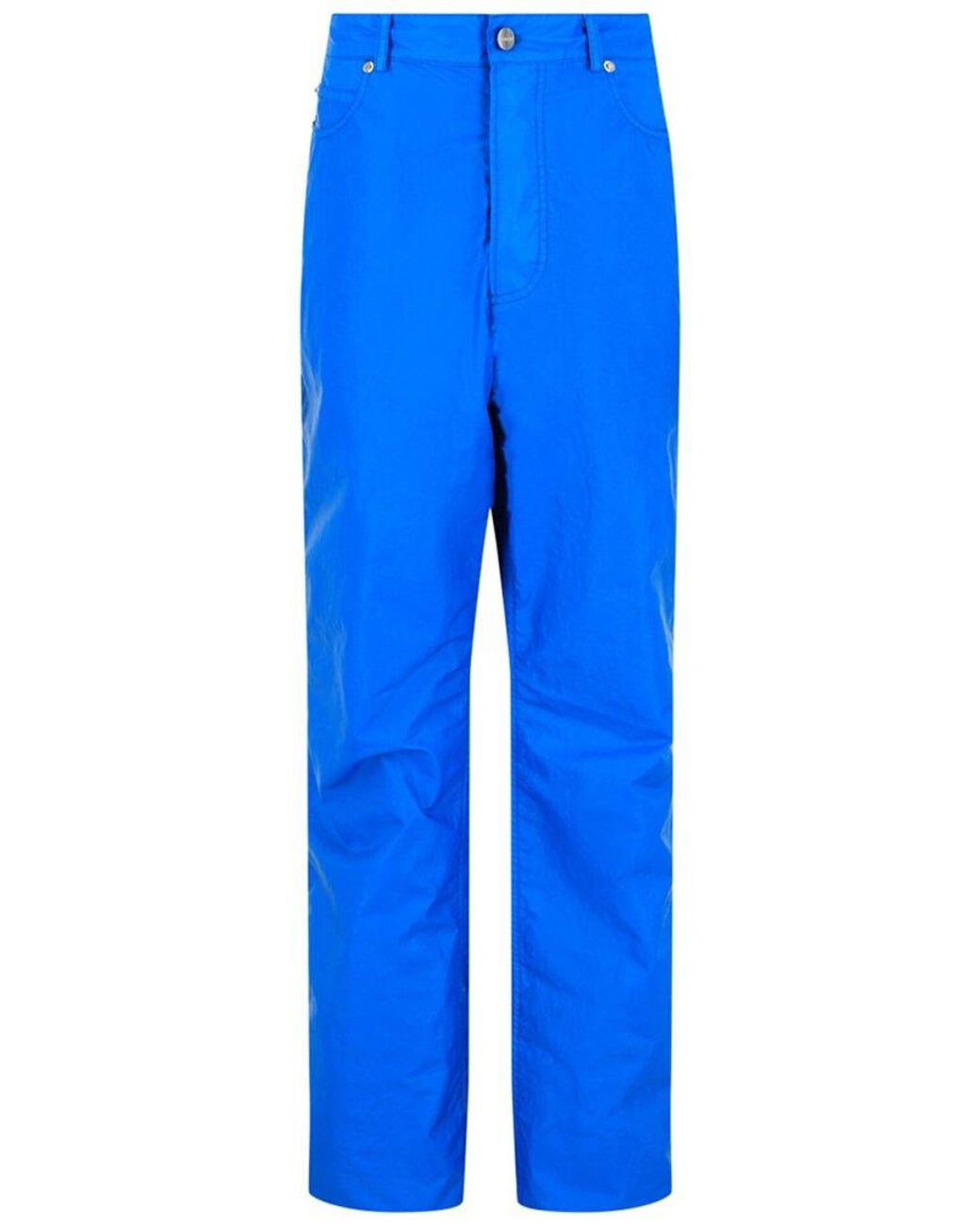 Ferragamo Blue Coated Straight Leg Pant for men
