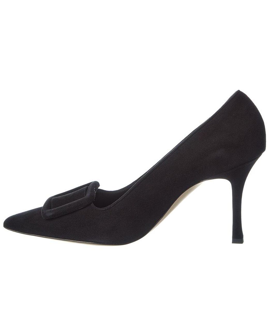 Manolo Blahnik Black Maysale 90 Suede Pump