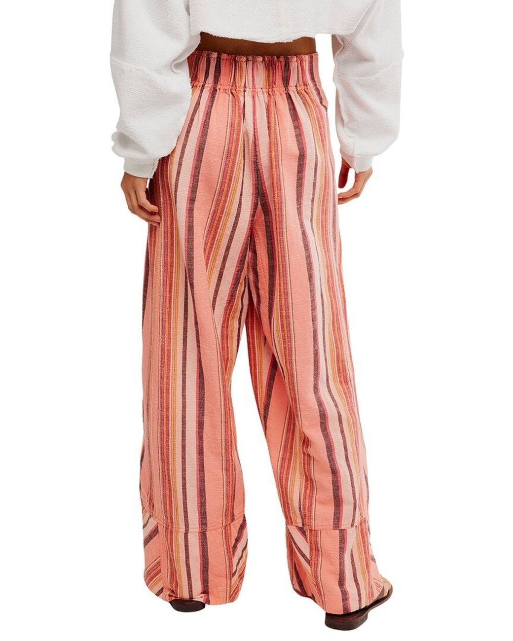 Free People Red Days End Solar Linen Stripe Pant