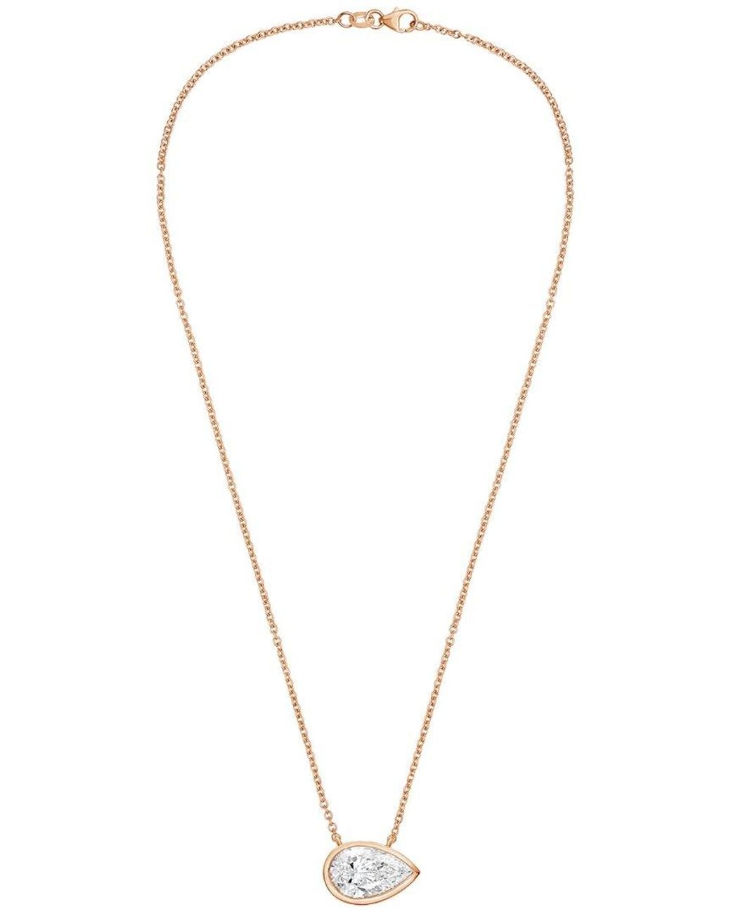 Diana M Metallic Diana M. 14K Rose 12.00 Ct. Tw. Lab-Grown Diamond Solitaire Bezel Pendant