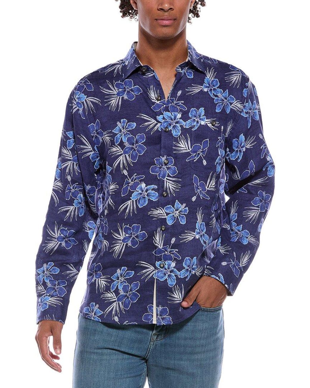 Tommy Bahama Blue Hibiscus Oasis Linen Shirt for men