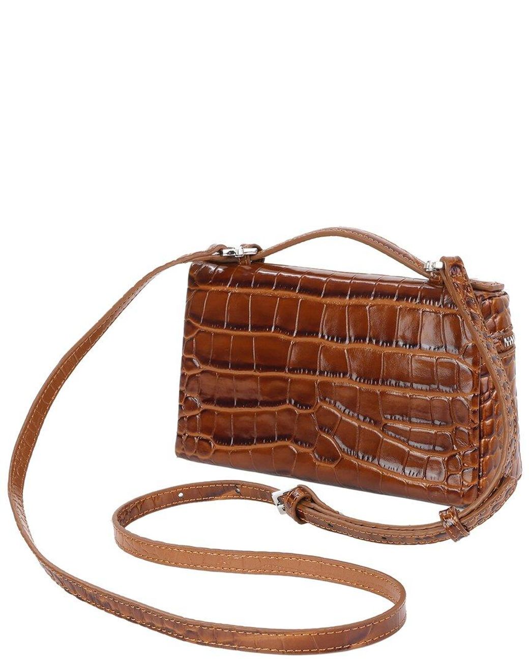 Tiffany & Fred Paris Brown Croc-Embossed Mini Leather Tote
