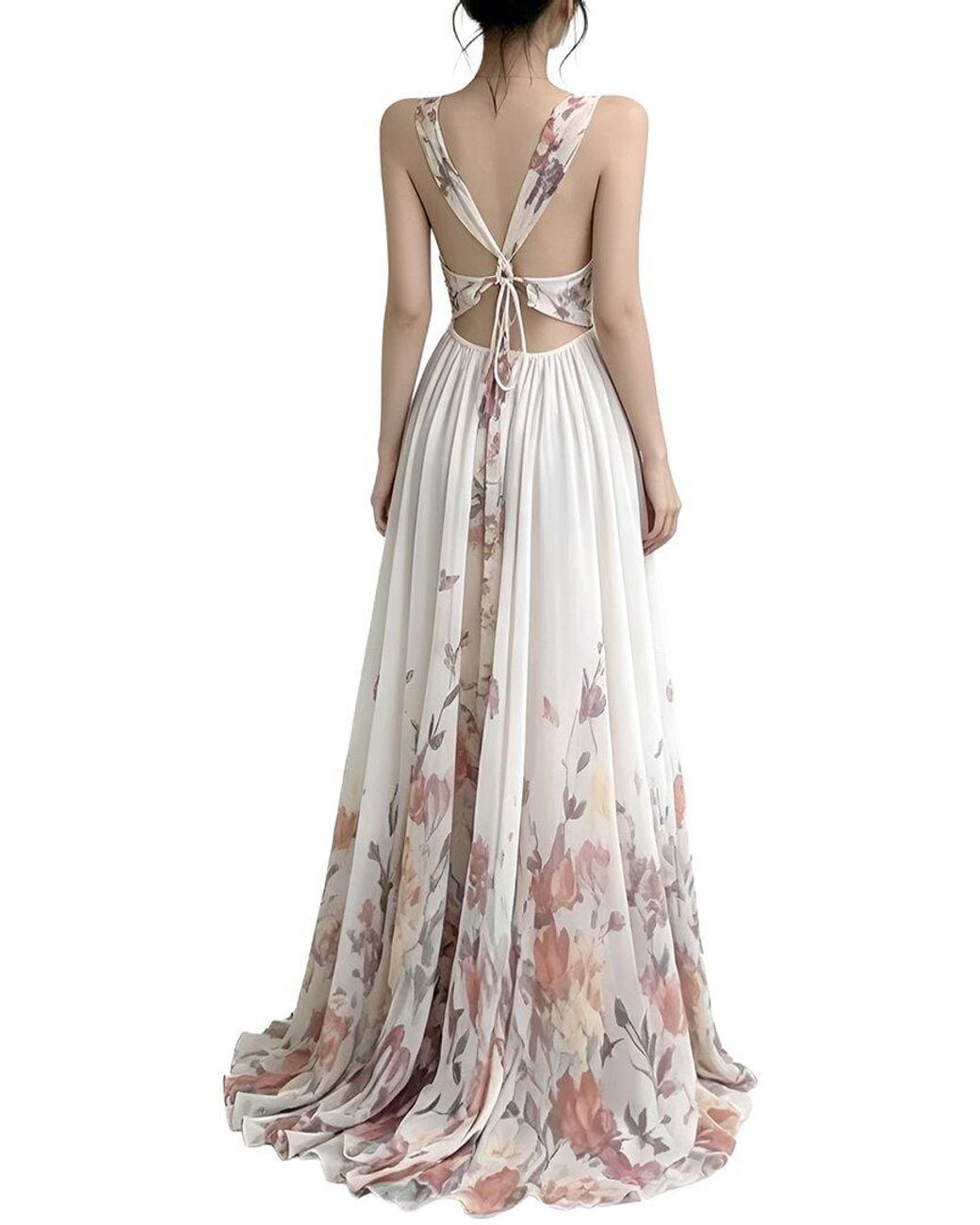 Linda Charm Natural Sleeveless Maxi Dress