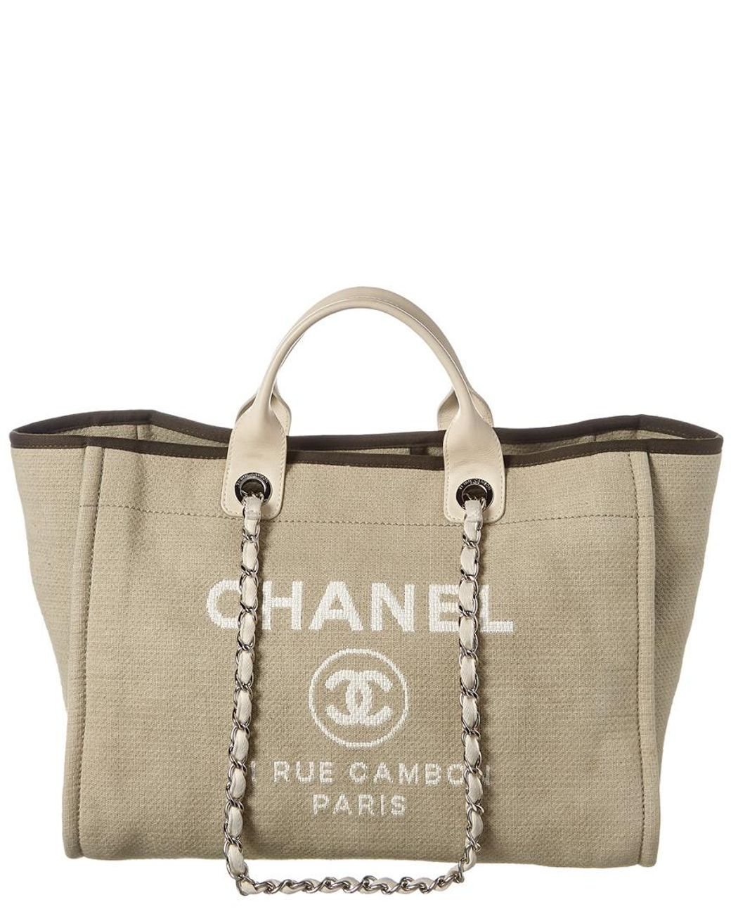 Chanel Beige Canvas Xl Deauville Tote in Natural | Lyst