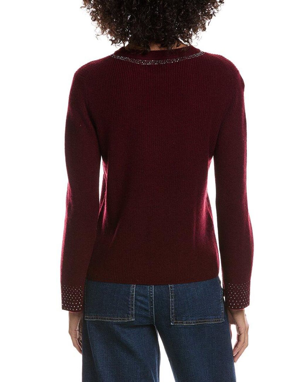 Forte Red Studded Wool & Cashmere-Blend Sweater