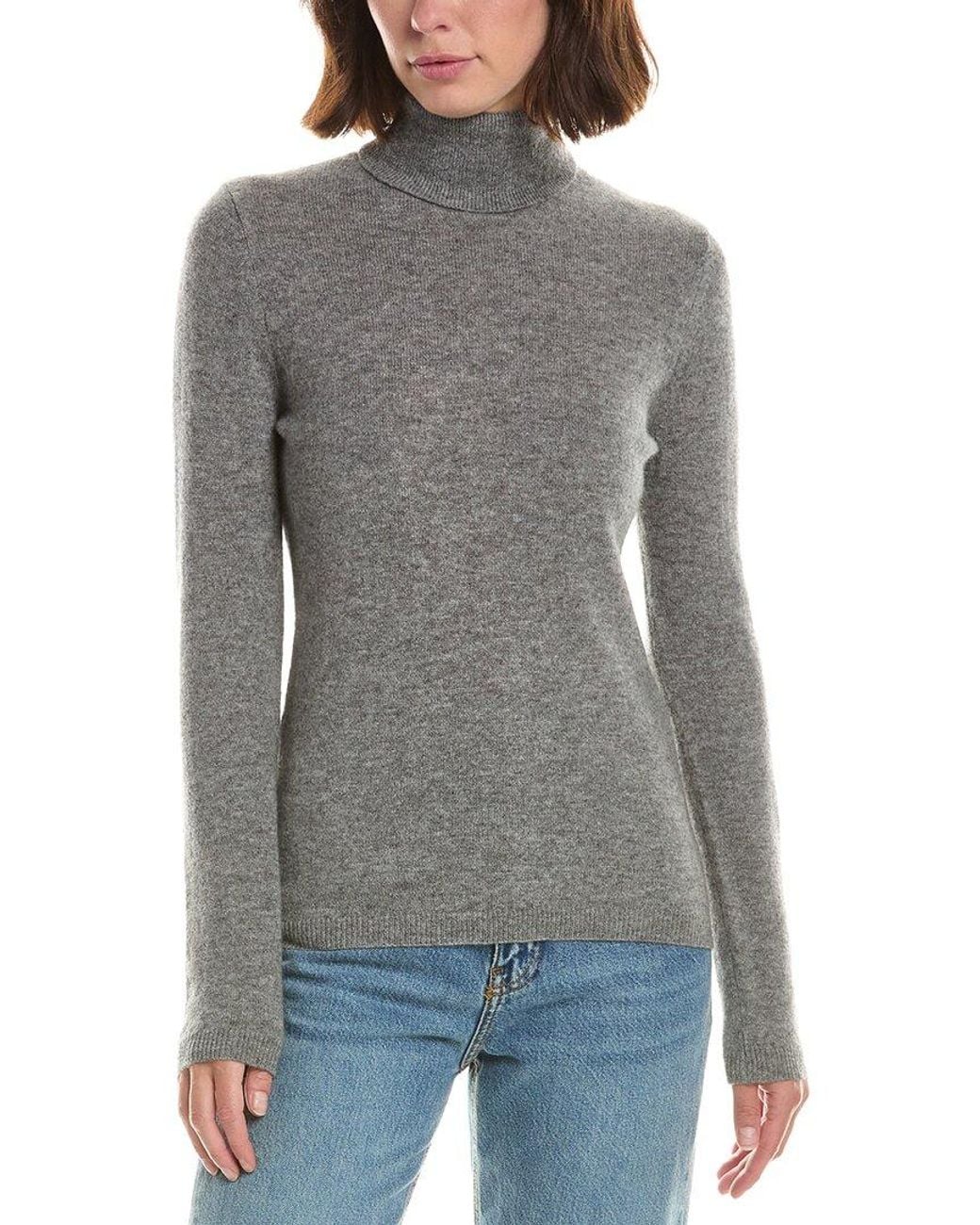 Forte Gray Basic Turtleneck 100% Cashmere Pullover