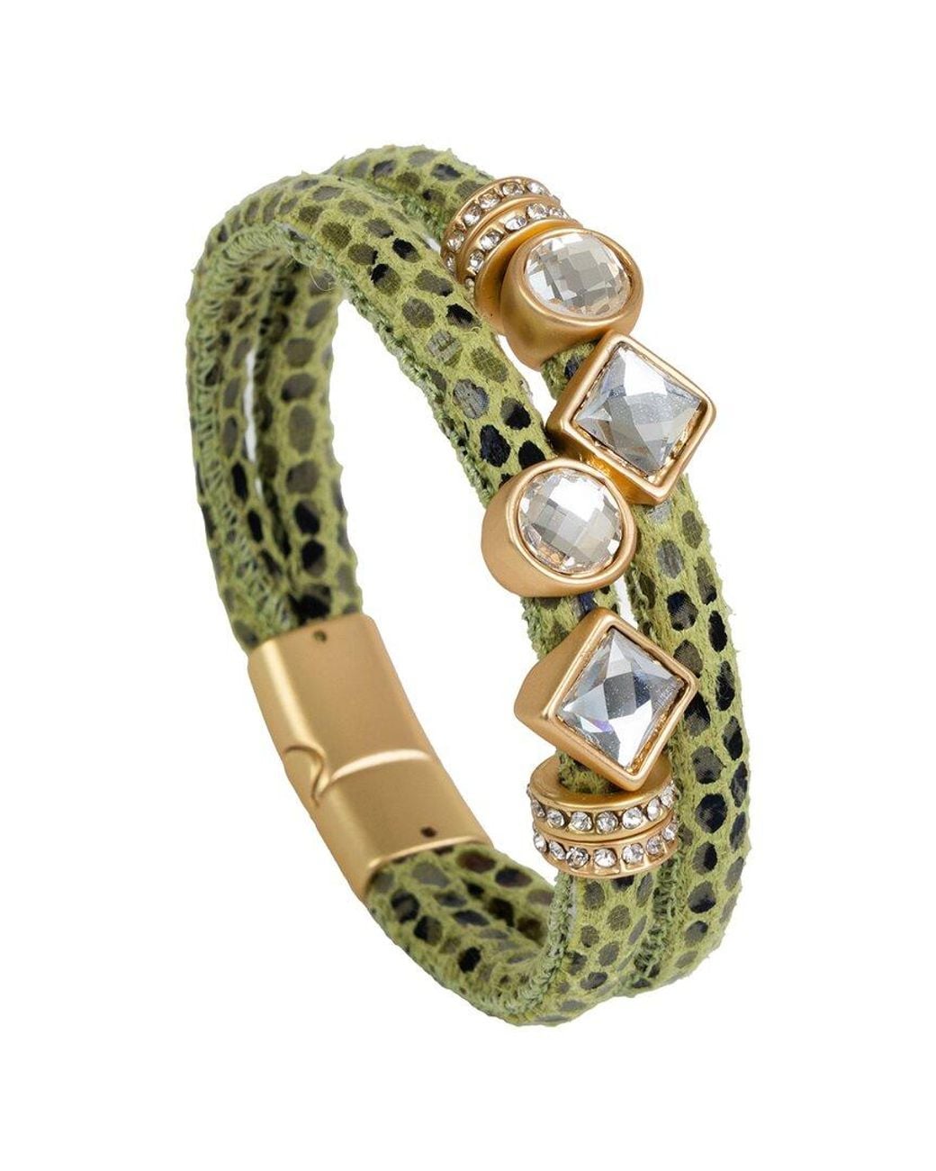 Saachi Green Bling Charm Leather Bracelet