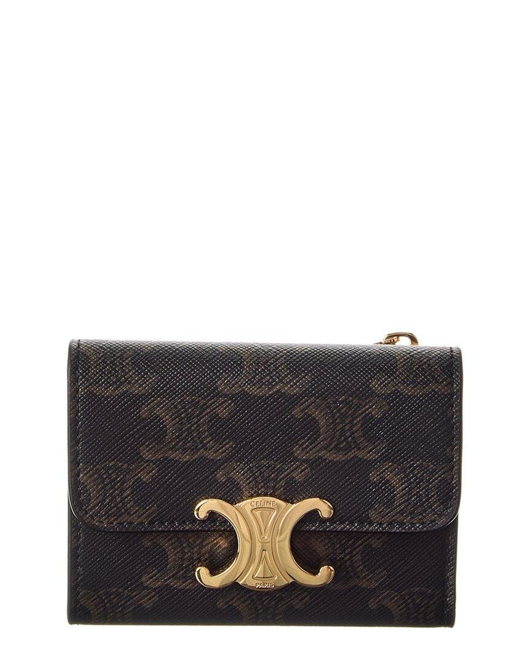 Céline Black Triomphe Canvas & Leather Coin Card Case