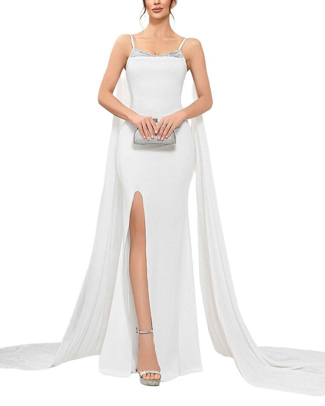 LOEY White Solid Maxi Dress