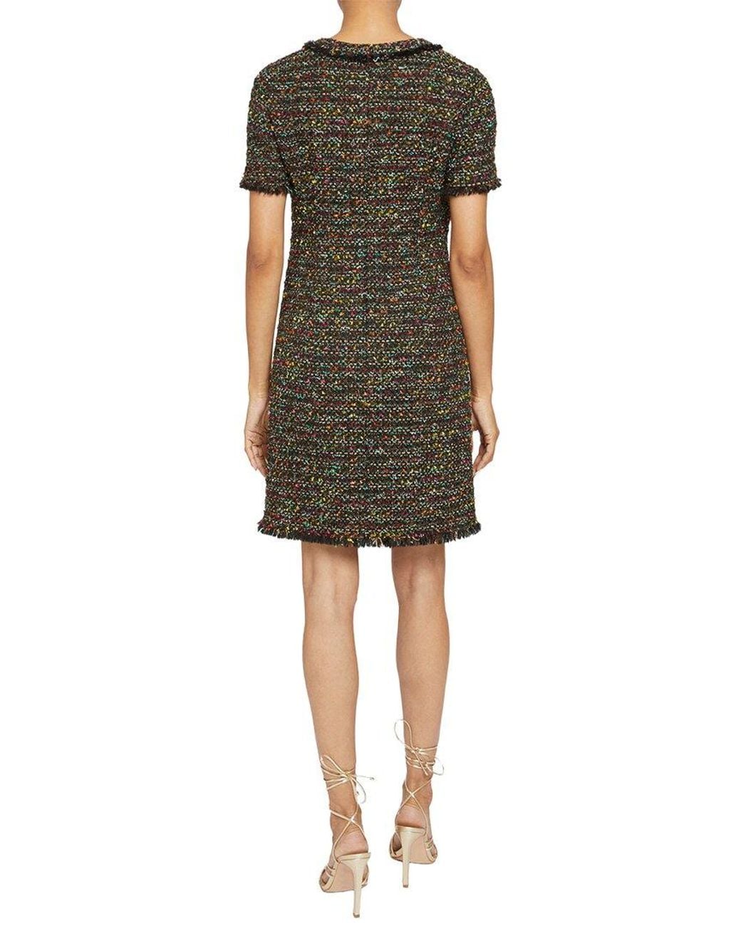 Santorelli Green Shea Wool-Blend Shift Dress