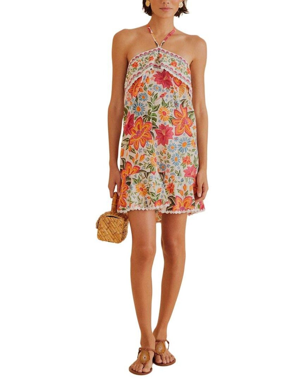 Farm Rio Red Bloom Garden Mini Dress