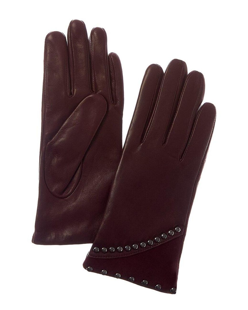 Sofiacashmere Purple Sofiacashmere Classic Cashmere-Lined Nappa Leather Gloves