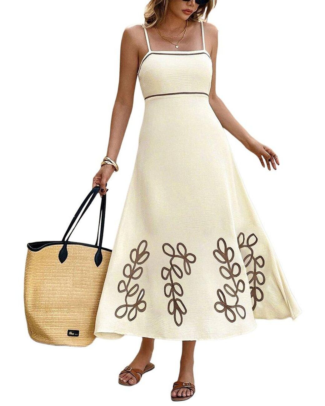 AMINA GLAM Natural Midi Dress