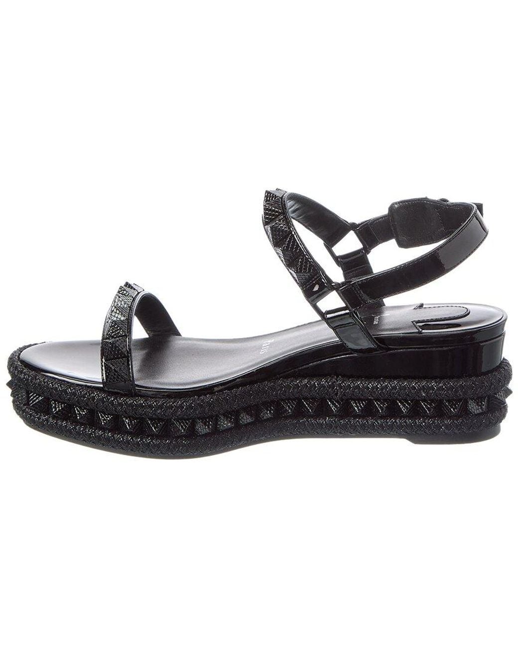 Christian Louboutin Metallic Logo Spike Leather Sandal