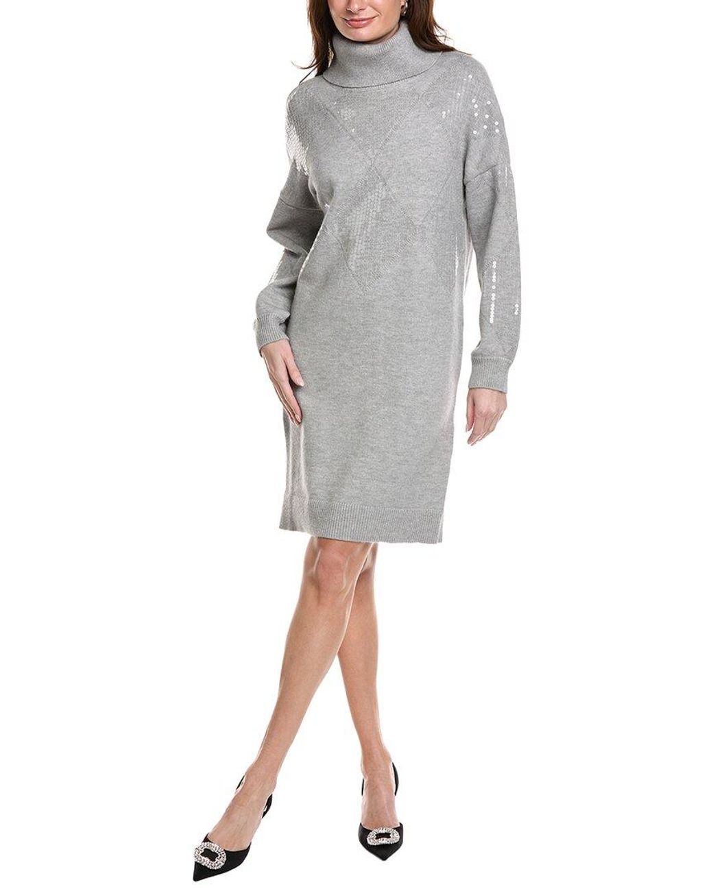 Joseph Ribkoff Gray Sequin Sweater Dress