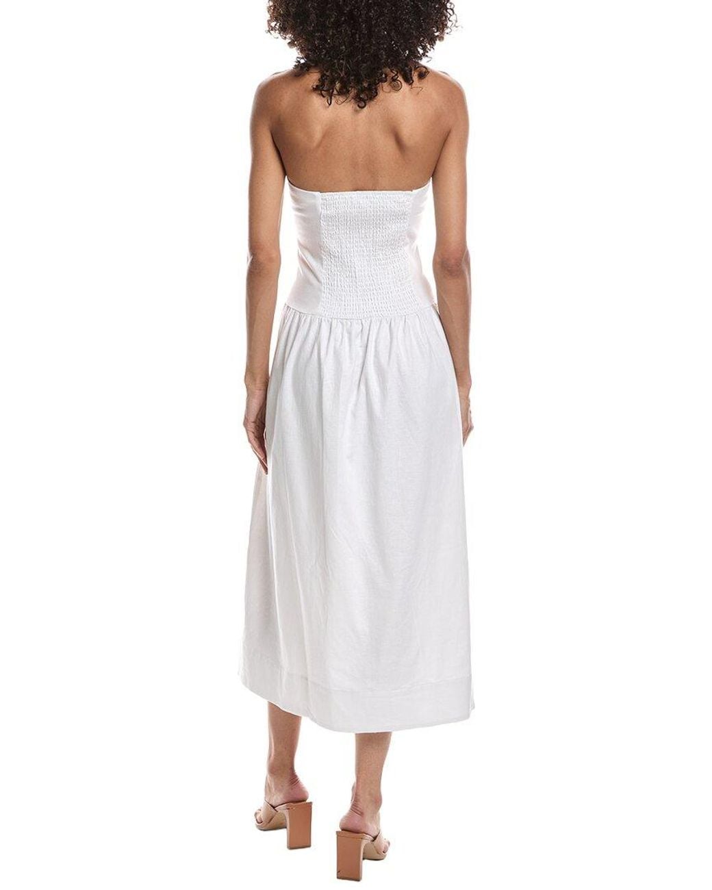 Bernardo White Linen-Blend Halter Midi Dress
