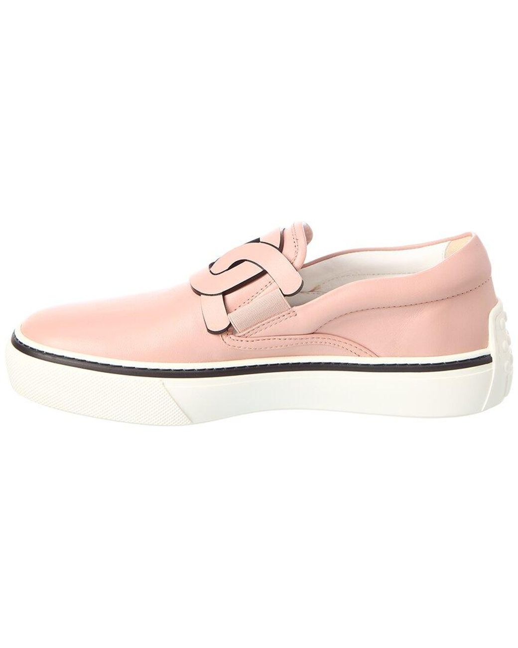 Tod's Pink Cassetta Leather Slip-On Sneaker
