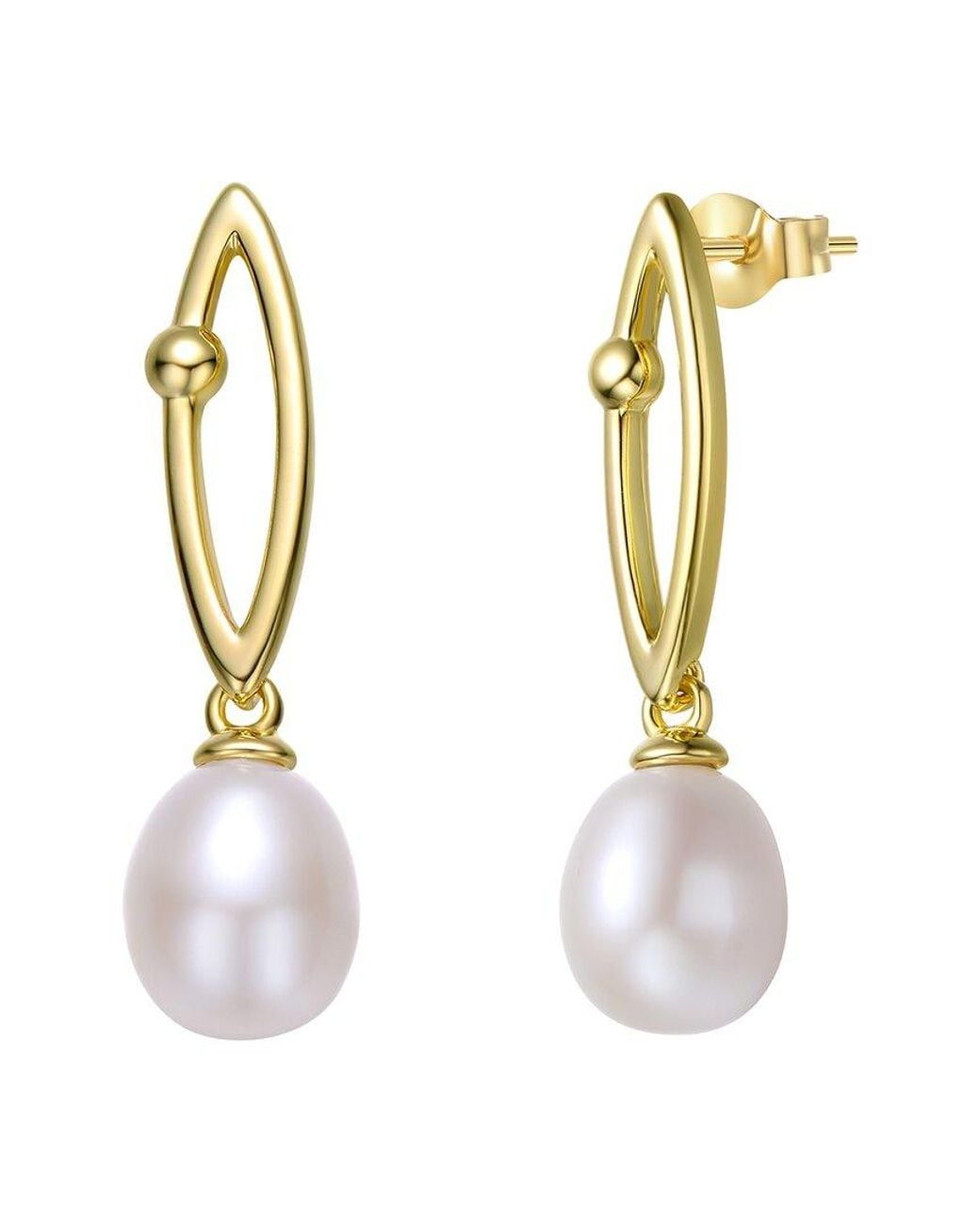 Genevive Jewelry Metallic 14k Over Silver 2.75-7.5mm Pearl Dangle Earrings
