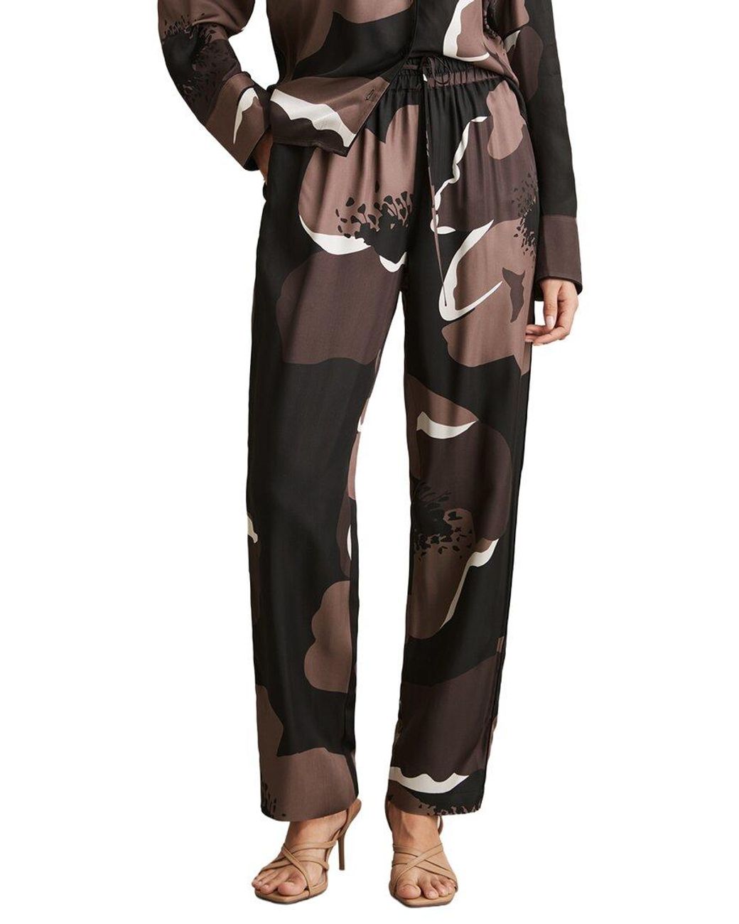 Reiss Black Lottie Printed Wide Leg Trouser