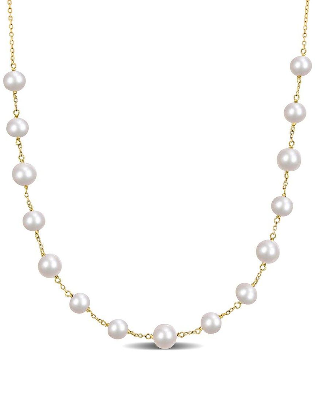 Rina Limor Natural 18k Over Silver 6.5-7mm Pearl Tin Cup Necklace