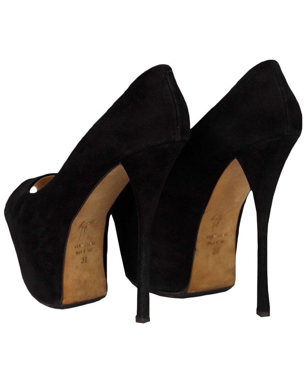 Giuseppe Zanotti Black Suede Platform High Heel - '20s (authentic Pre-loved)