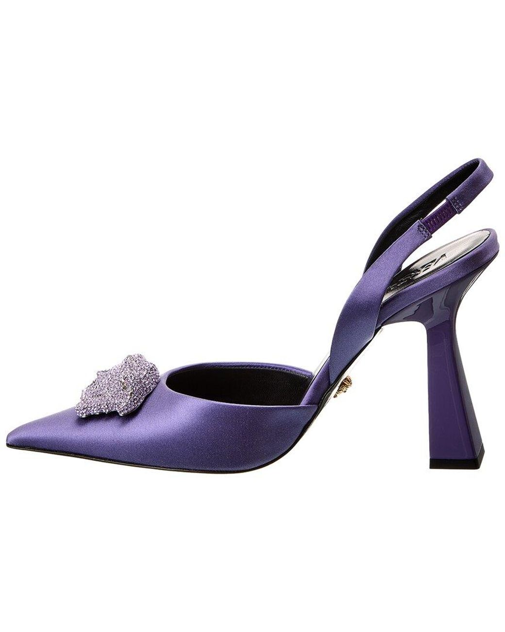 Versace Blue La Medusa Satin Slingback Pump