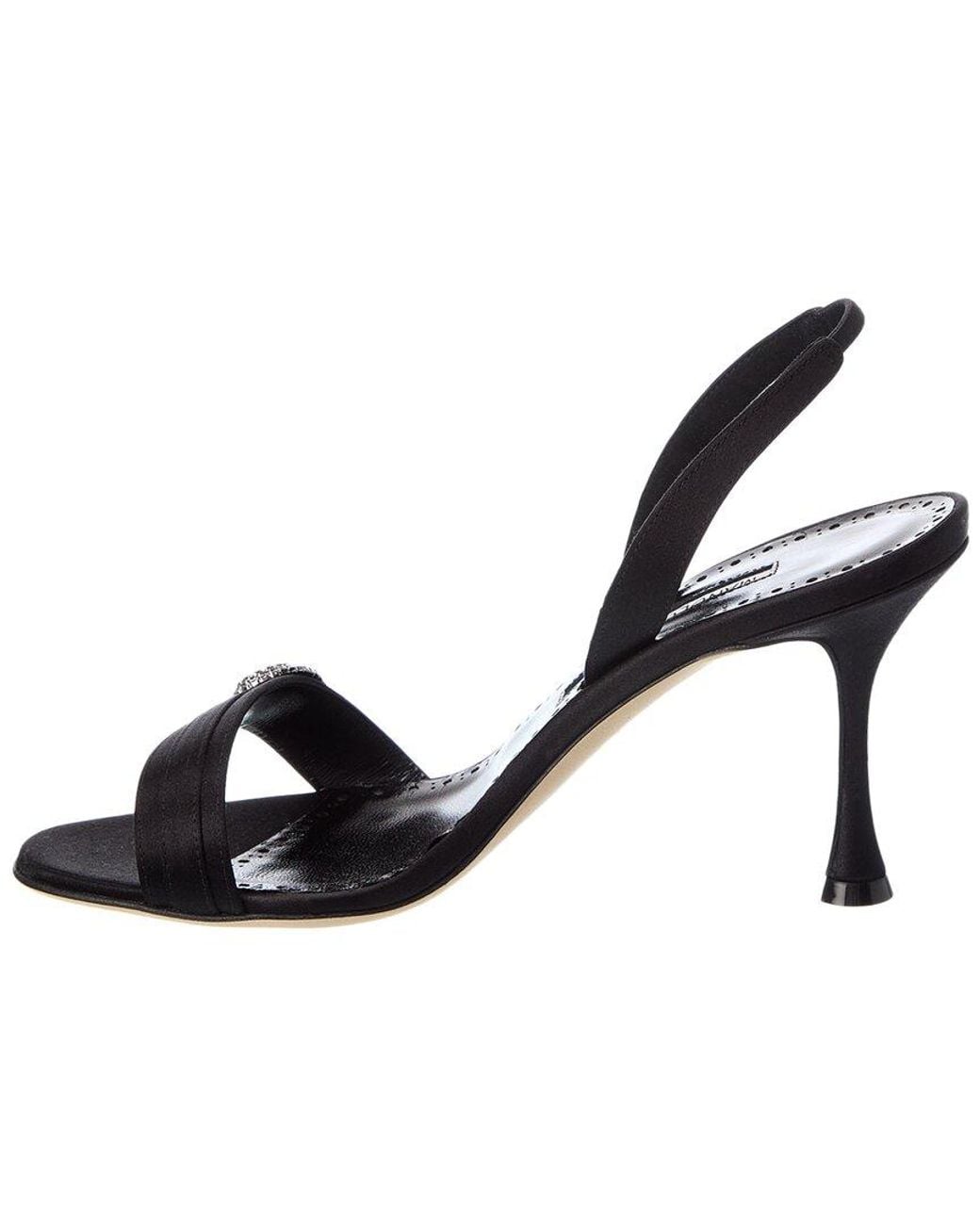Manolo Blahnik Black Zutosan 90 Satin Slingback Sandal