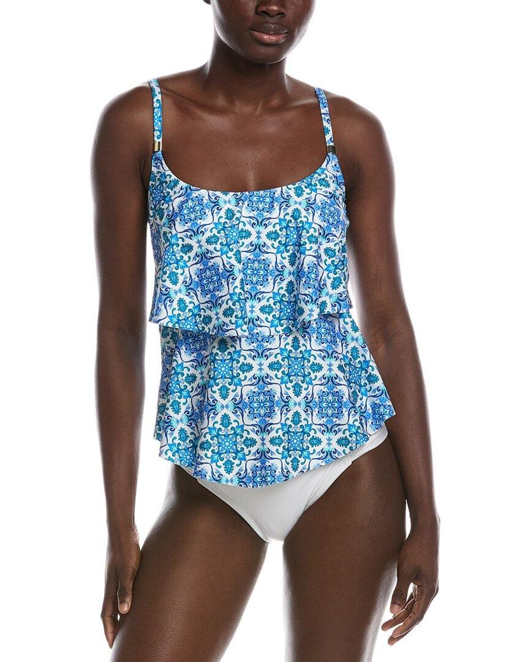 24th & Ocean Blue Beachside Tile Tankini Top