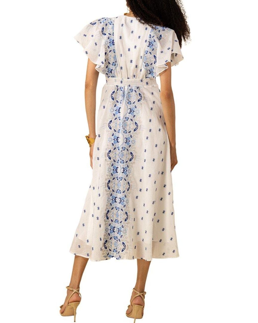 Hale Bob Natural Linen-Blend Ellianna Midi Dress