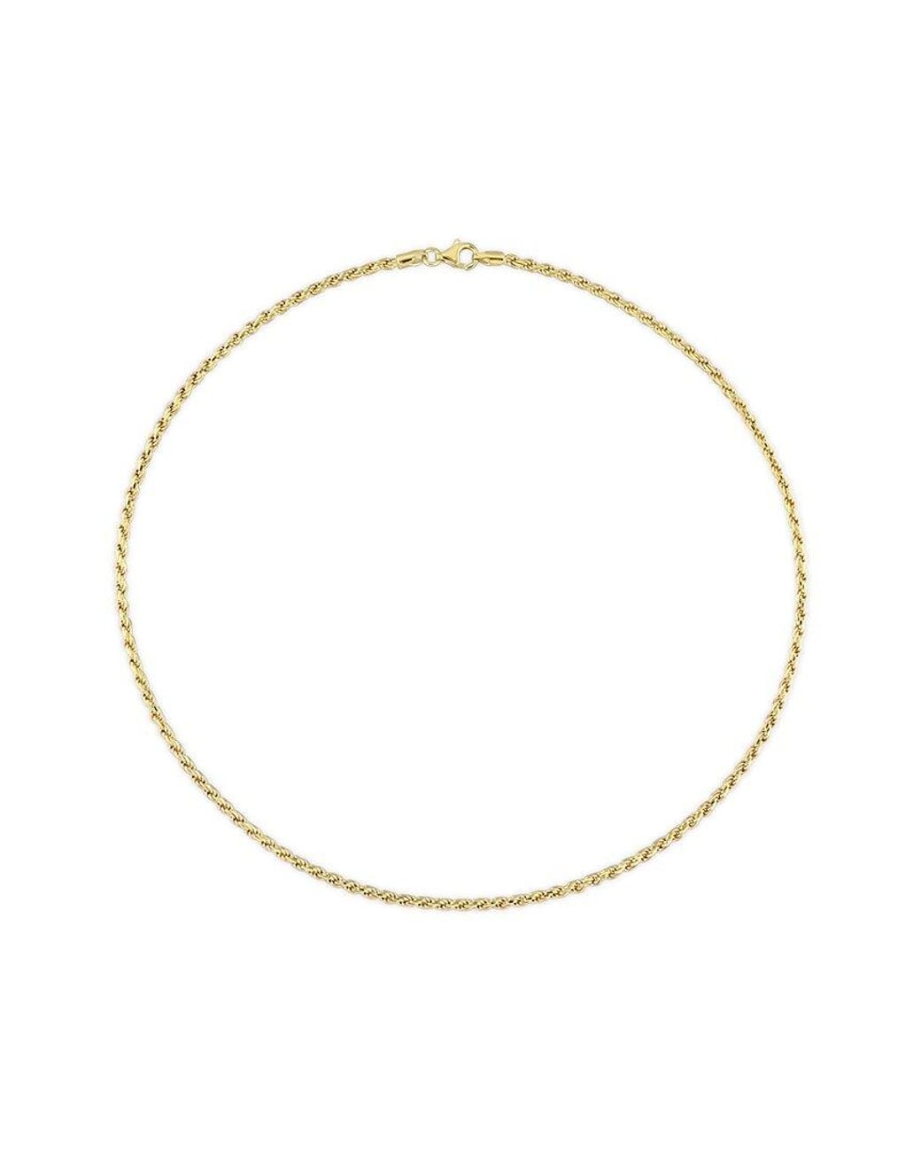 Italian Silver Metallic 18k Over Rope Chain Necklace