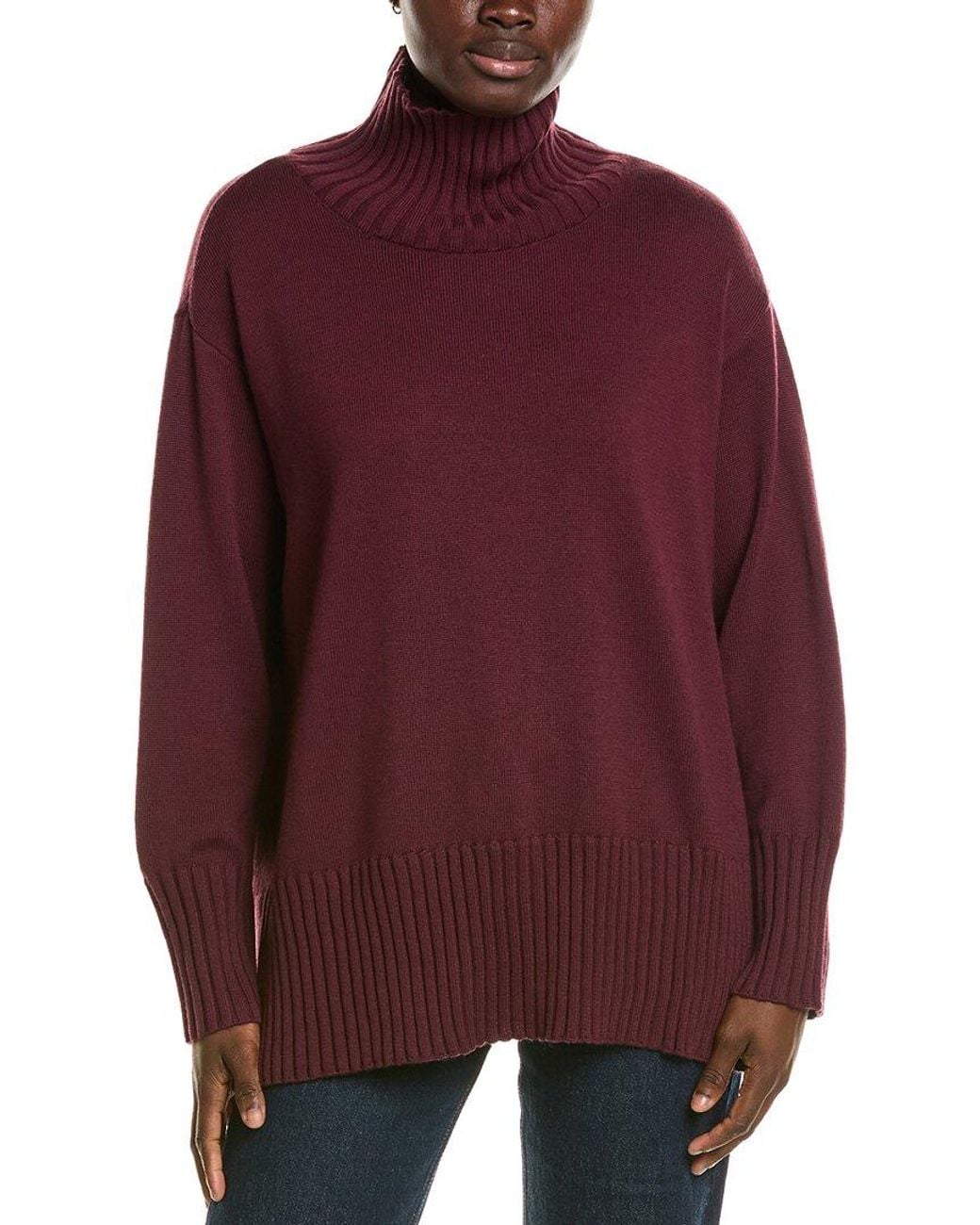 Eileen Fisher Red Turtleneck Wool Sweater