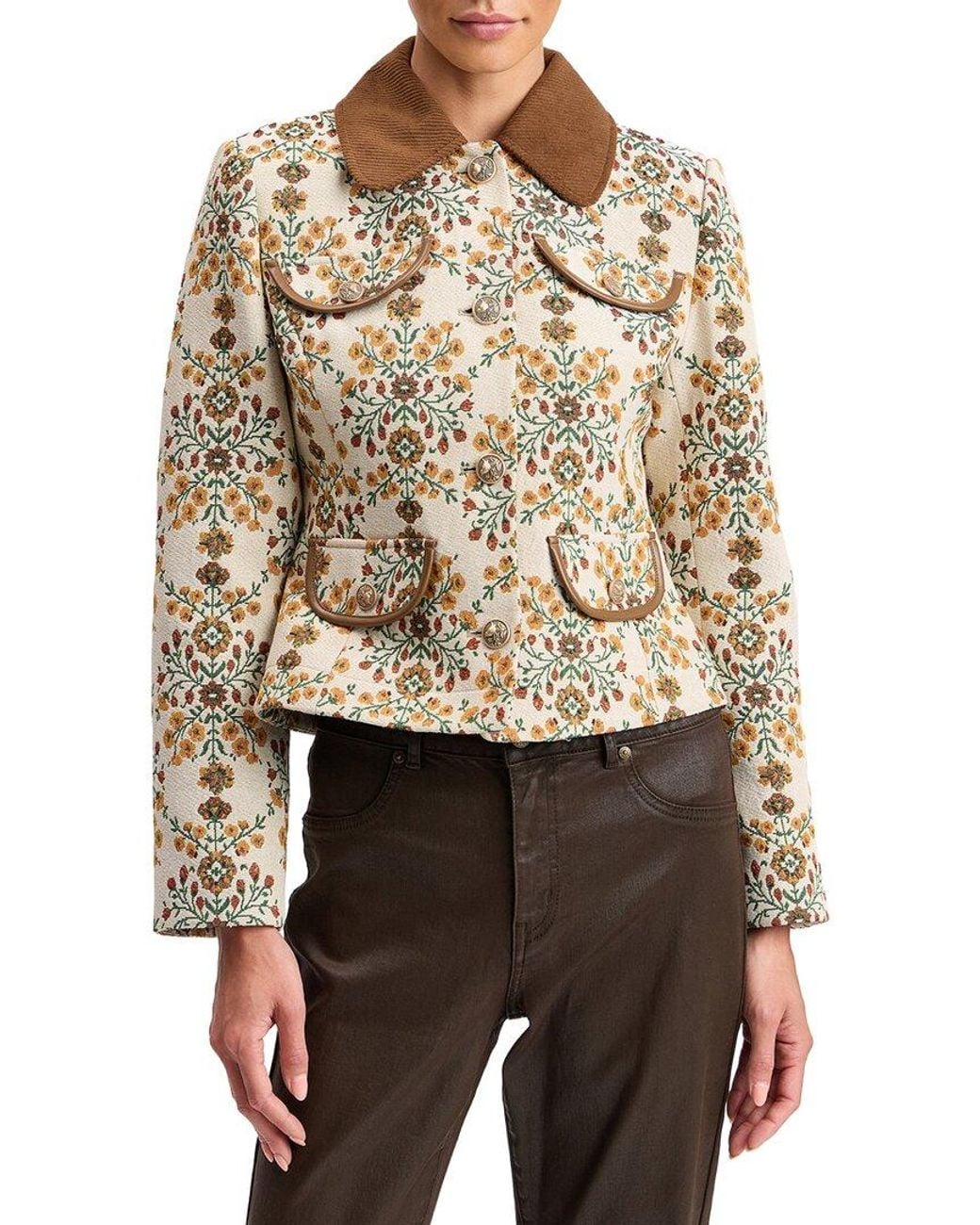 Avec Les Filles Multicolor Long Slim Four Pocket Jkt