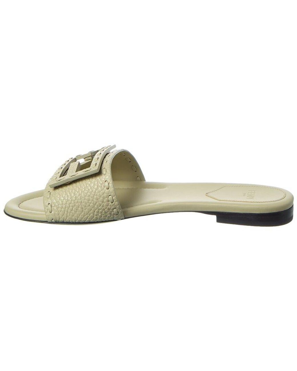 Fendi Green Ff Baguette Leather Sandal