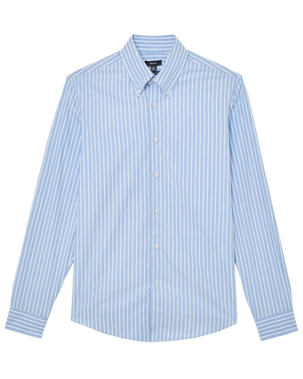 Reiss Blue Guyton Stripe Button D Formal Shirt for men