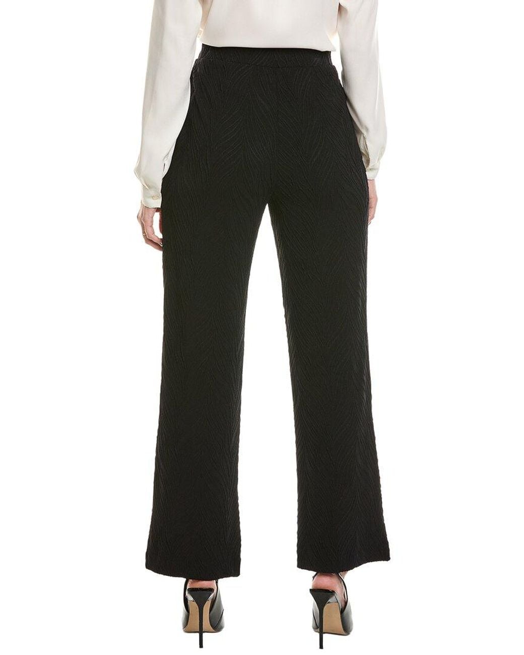 Anne Klein Black Solid Textured Pant