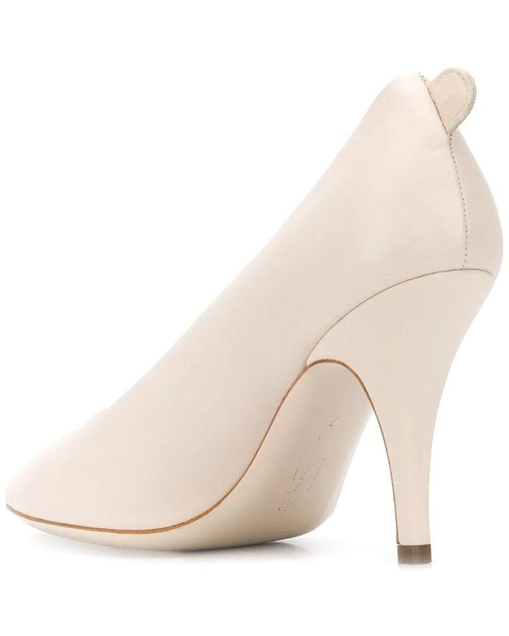 Ferragamo White 95Mm Pointed-Toe Leather Pump