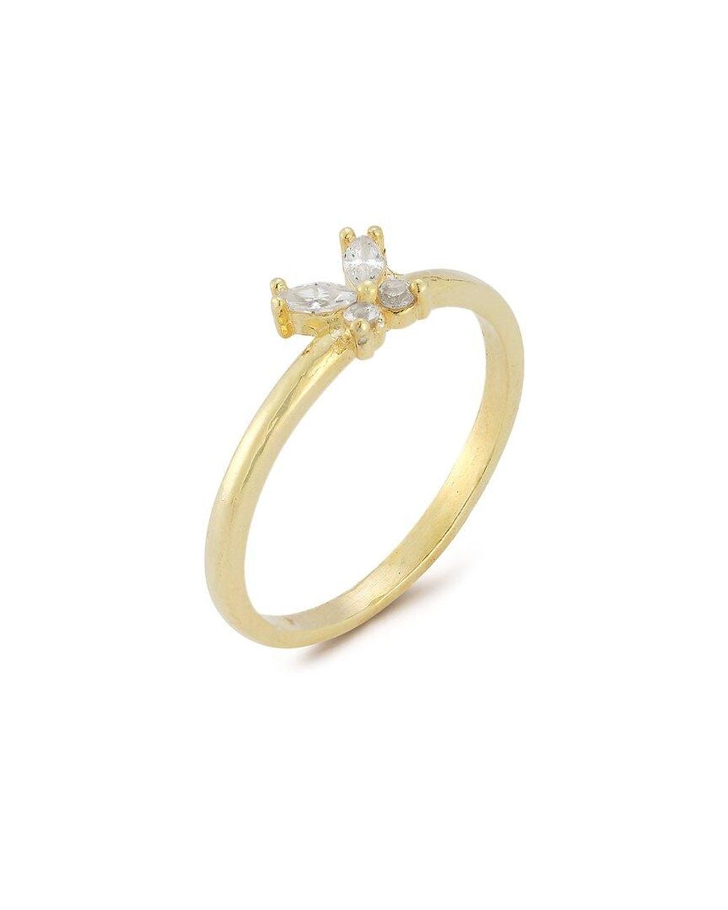 Glaze Jewelry Metallic 14k Over Silver Cz Butterfly Ring