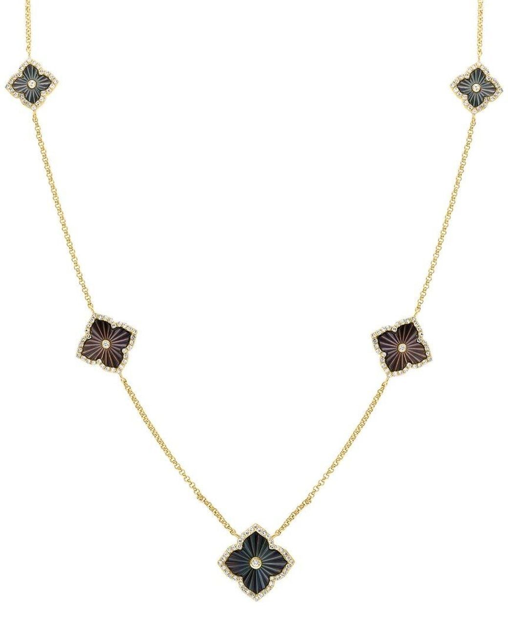 Effy Fine Jewelry Natural 14K 3.33 Ct. Tw. Diamond & Mother Of Pearl Necklace
