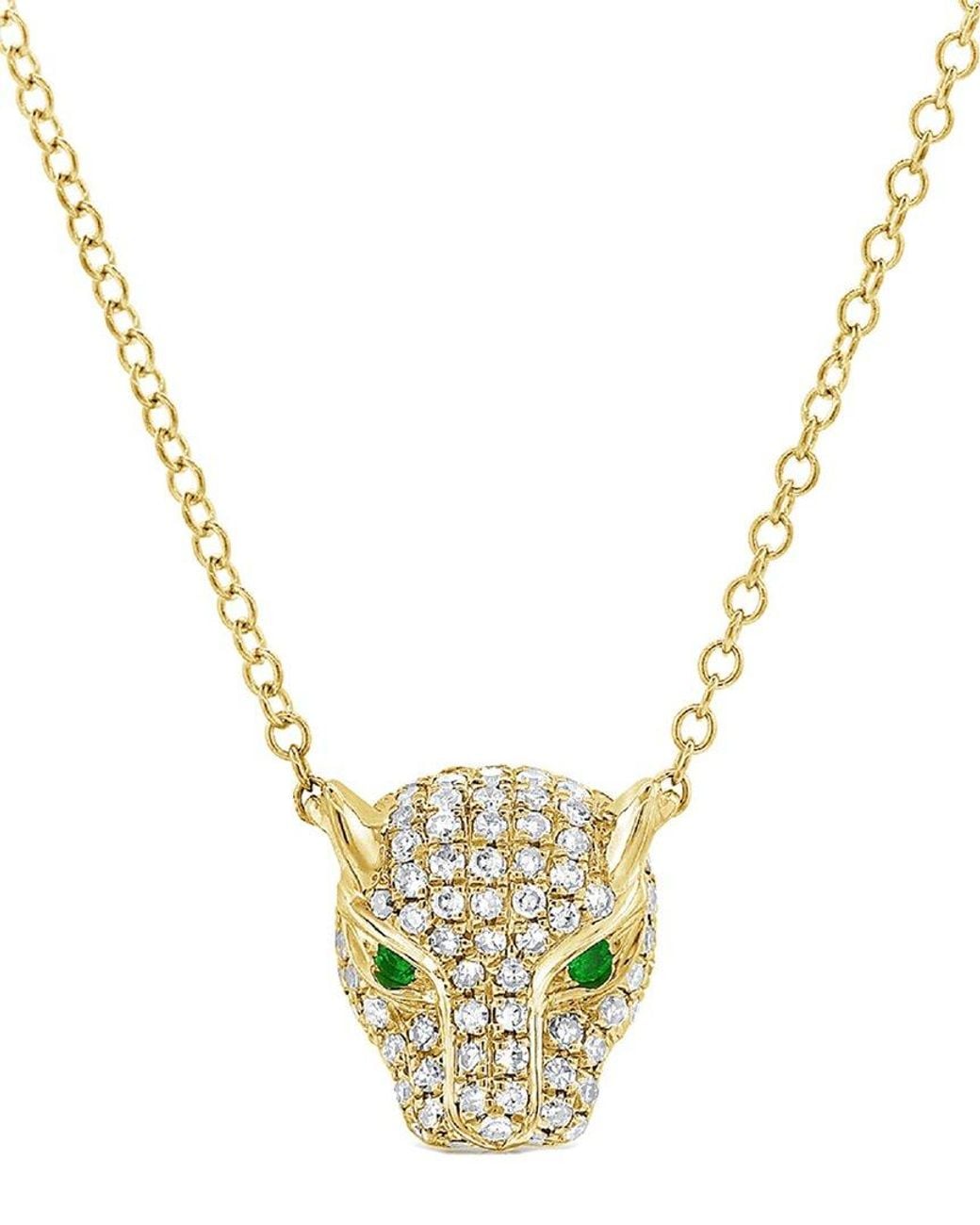 Sabrina Designs Metallic 14k 0.22 Ct. Tw. Diamond & Emerald Panther Necklace