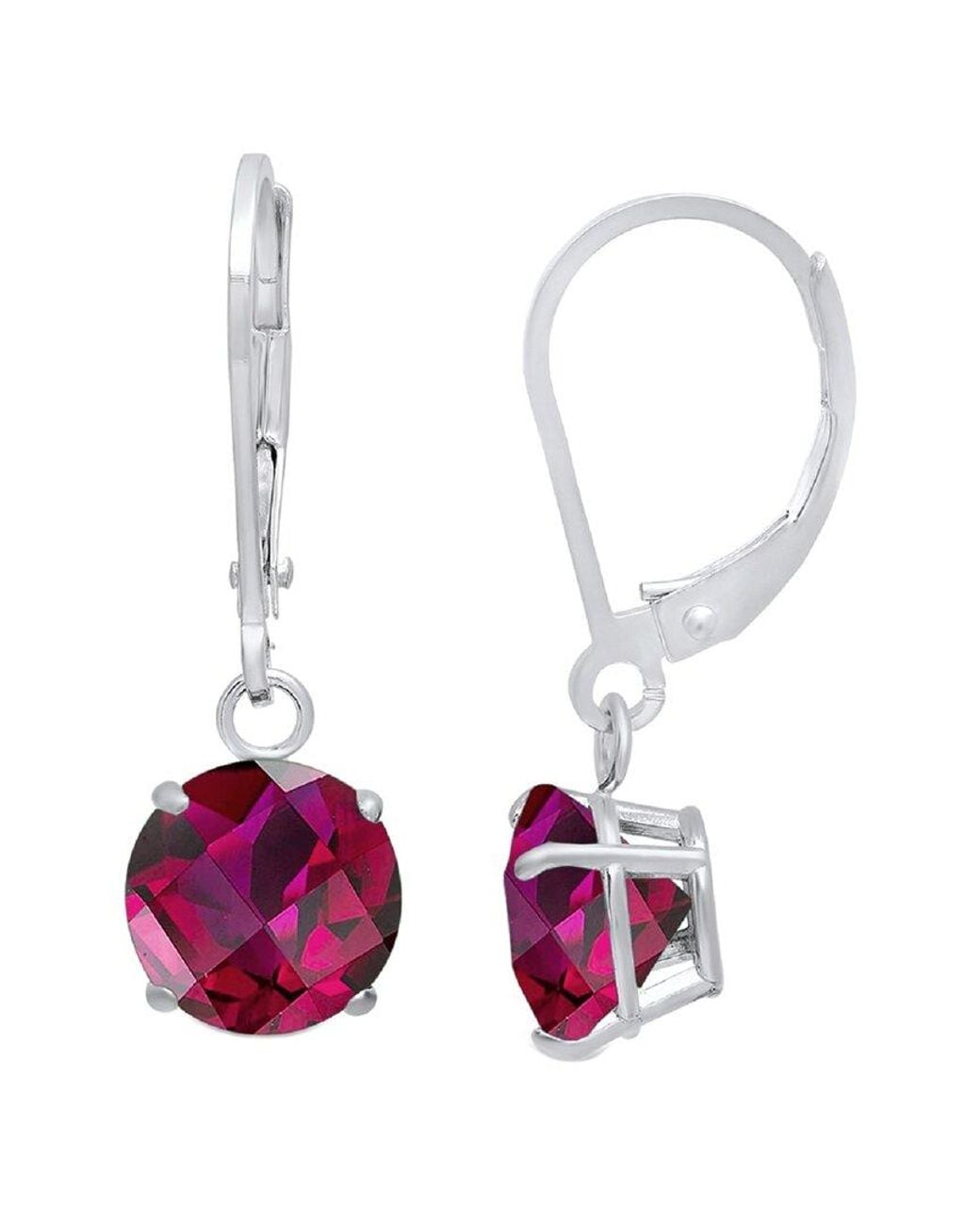 MaxColor White Silver 4.50 Ct. Tw. Lab-grown Ruby Dangle Earrings