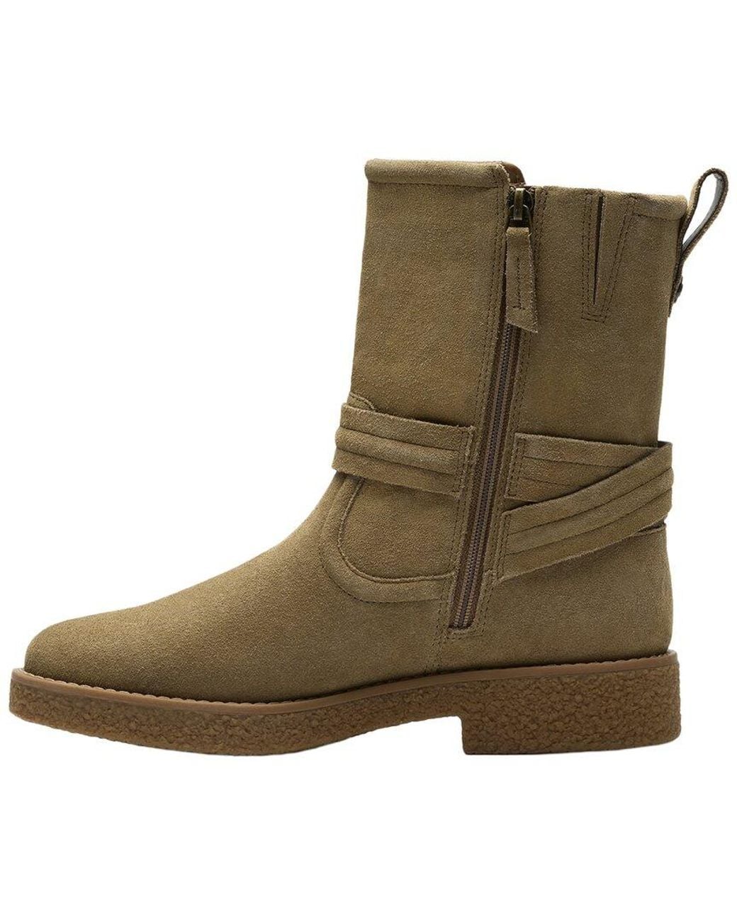 Clarks Green Nella Mid Suede Boot