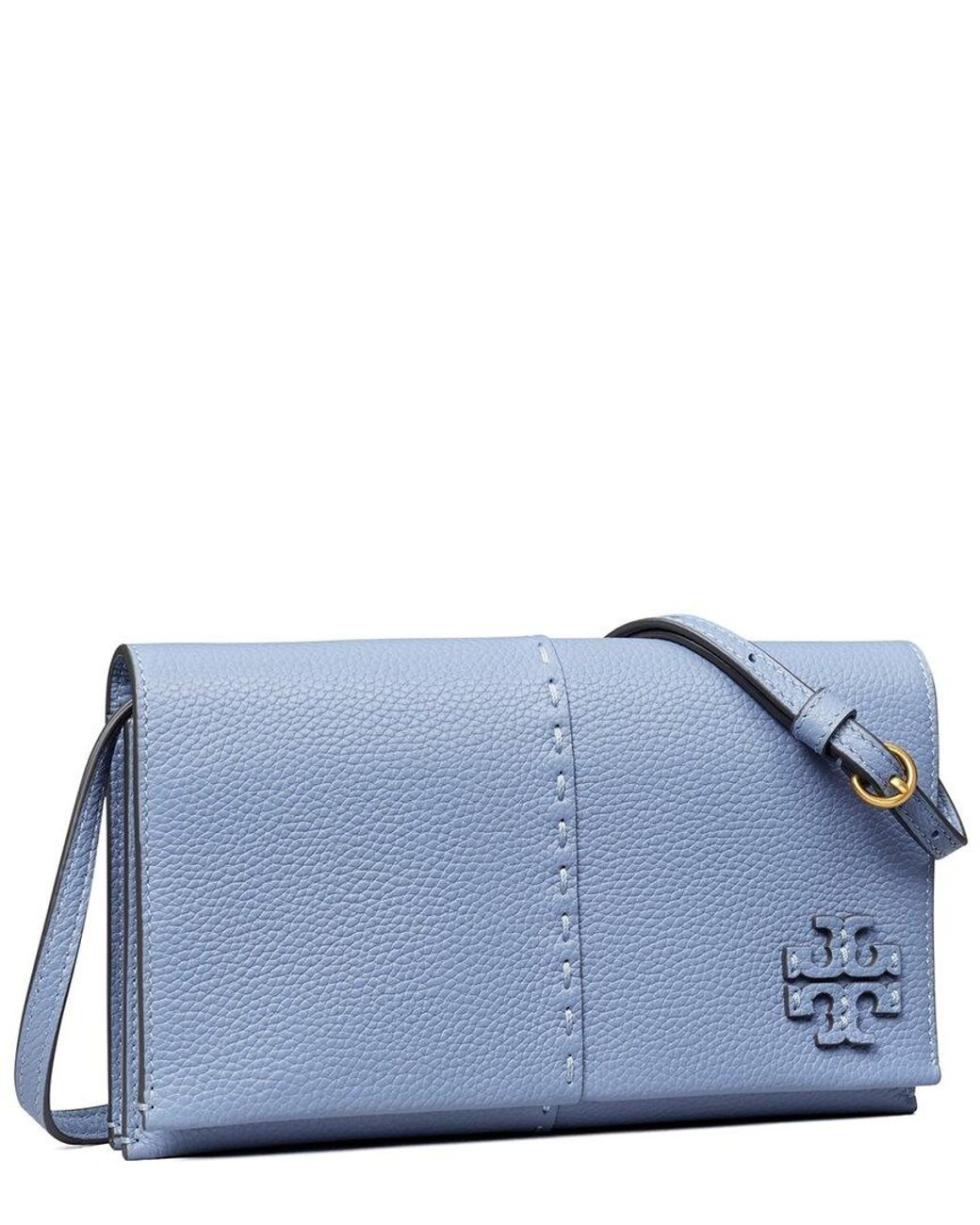 Tory Burch Mcgraw Leather Wallet Crossbody in Blue Lyst