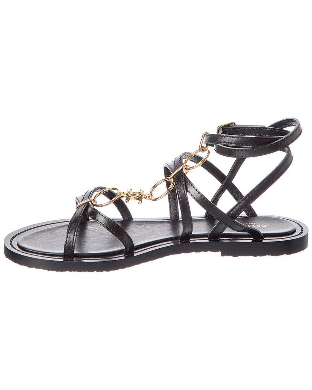 Céline Metallic Lympia Strappy Jewel Leather Sandal