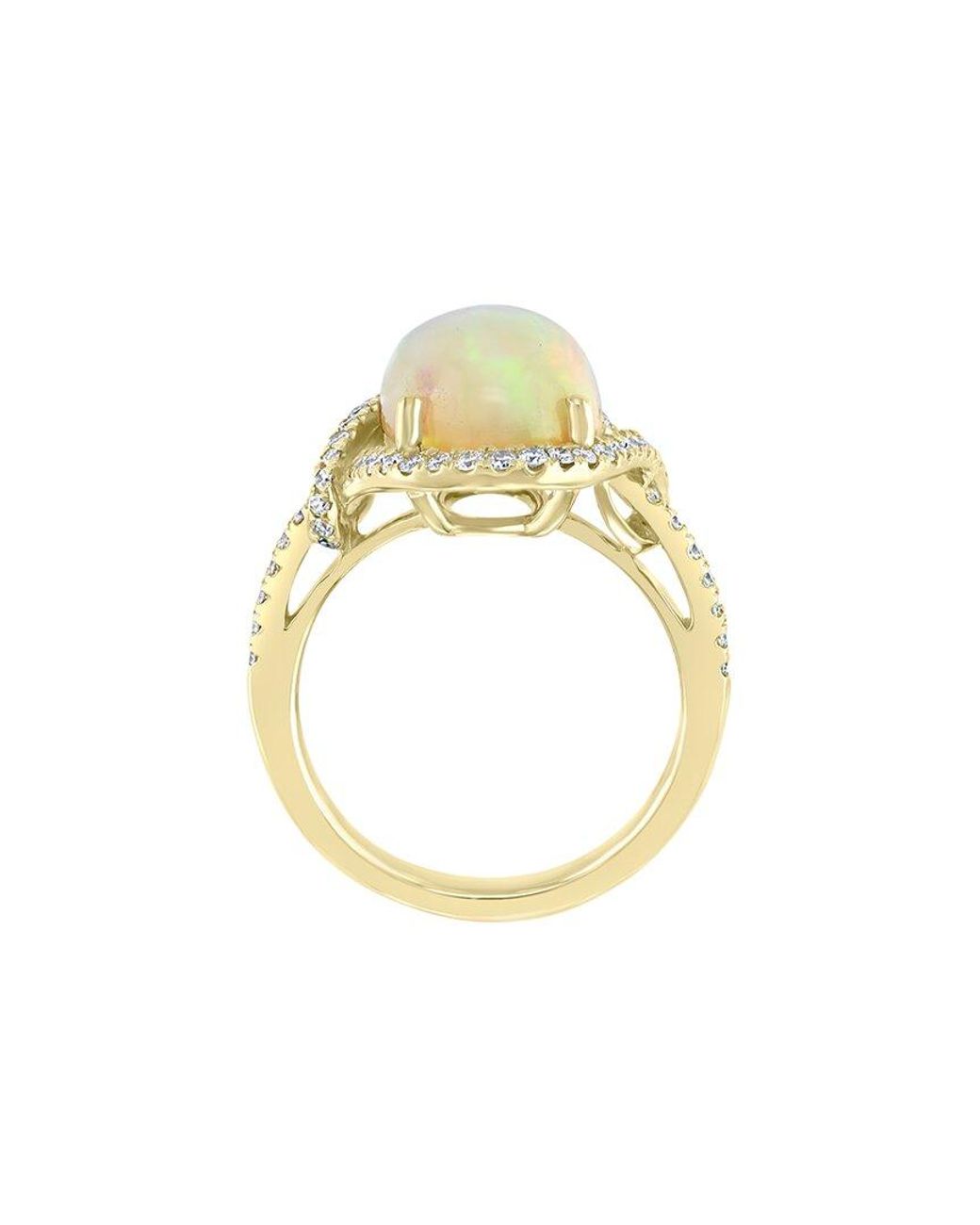 Effy Fine Jewelry Metallic 14K 3.60 Ct. Tw. Diamond & Opal Ring